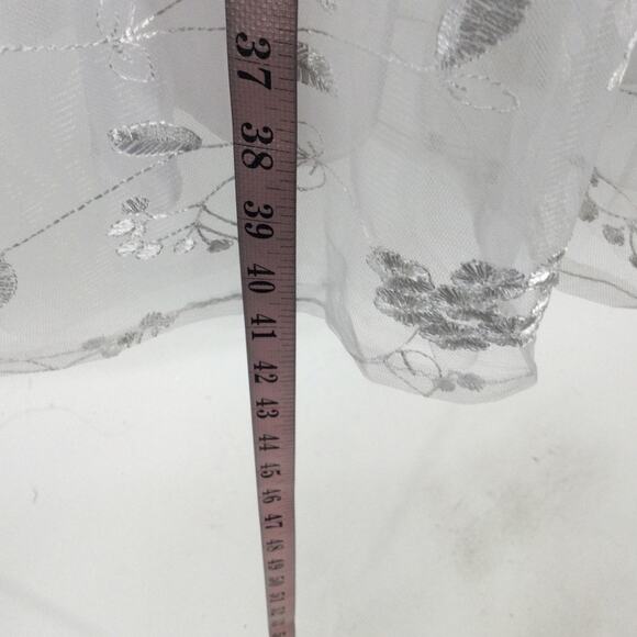 GIRL'S PARTY DRESS 8-9 Y white embroidered tulle flower girl communion maxi B103 - Picture 3 of 8